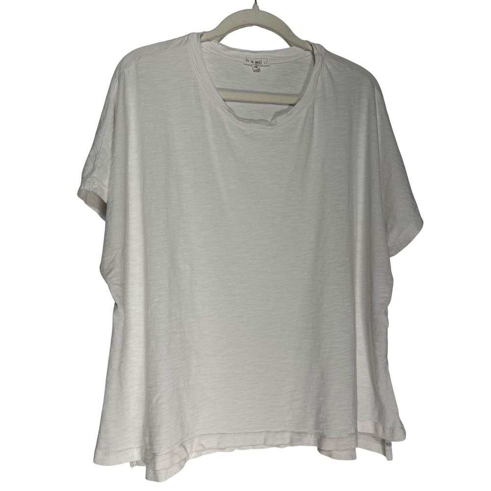 It is well L.A. White Cotton Slub Boxy Short Sleeve T-Shirt Large Made in USA